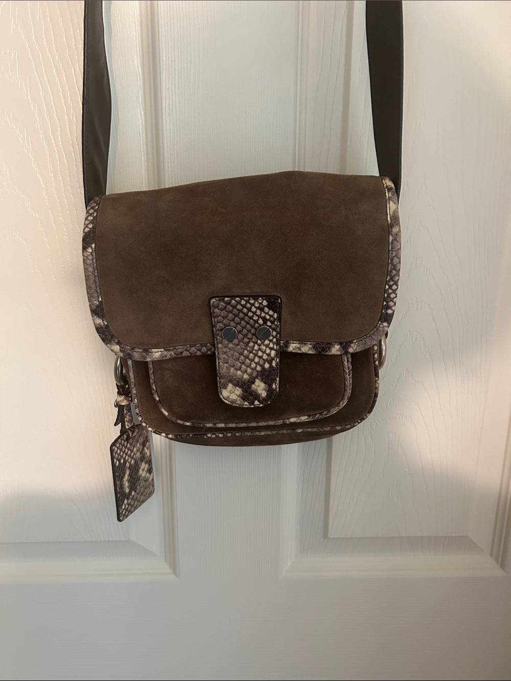 Michael Kors  Suede and Snake Embossed Crossbody Bag